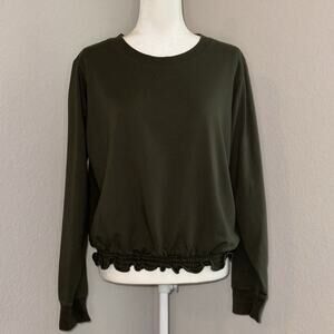 Michael Kors Ivy Green Basics Ruffle Long Sleeve Women’s XL Casual Boho